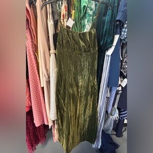 Cider crushed green velvet adj strappy dress size XS